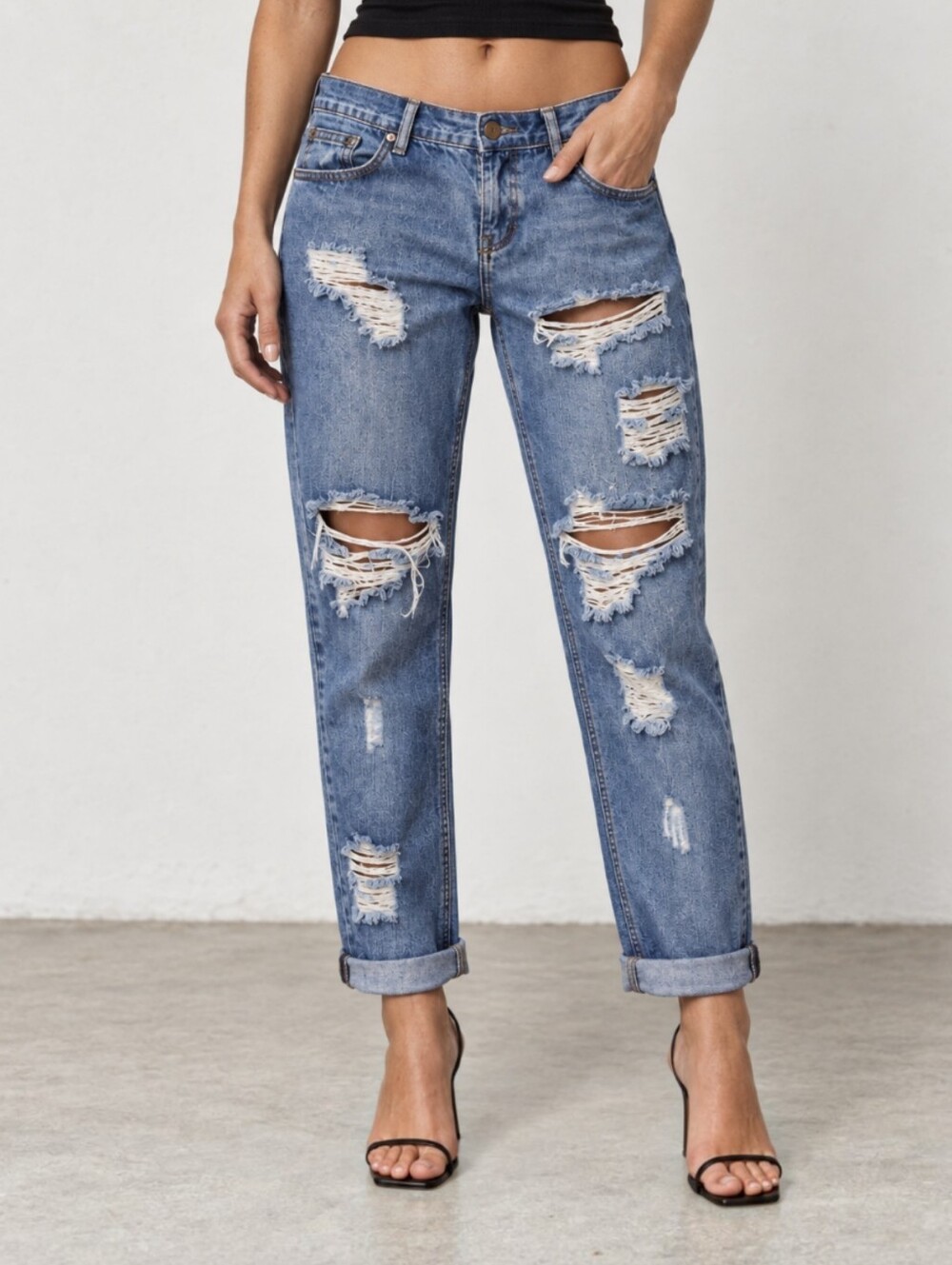 One Teaspoon Awesome Baggies Low Rise Distressed Tapered Jeans 27 Y2K Grunge
